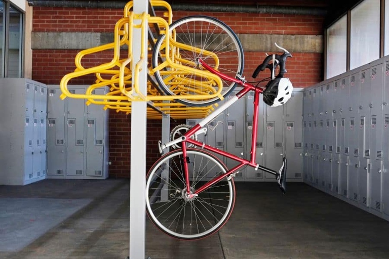 If you are going to hang your bicycle from the front or back wheel, make sure that the hooks are secure.