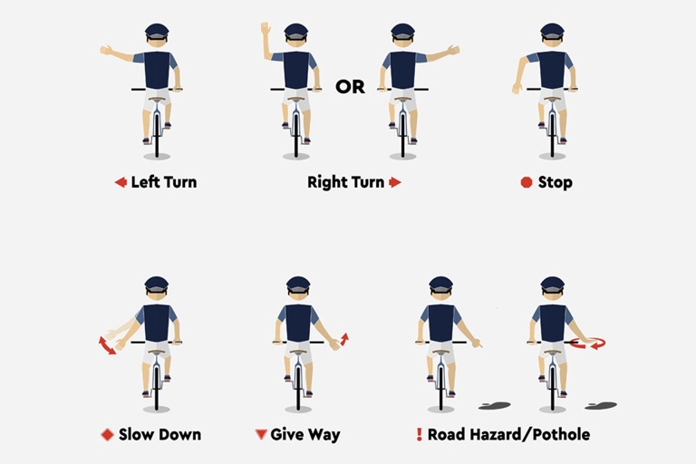 It is important for bicyclists to know the hand signals for stopping.