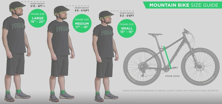 Mountain bikes come in a variety of sizes to fit different riders.