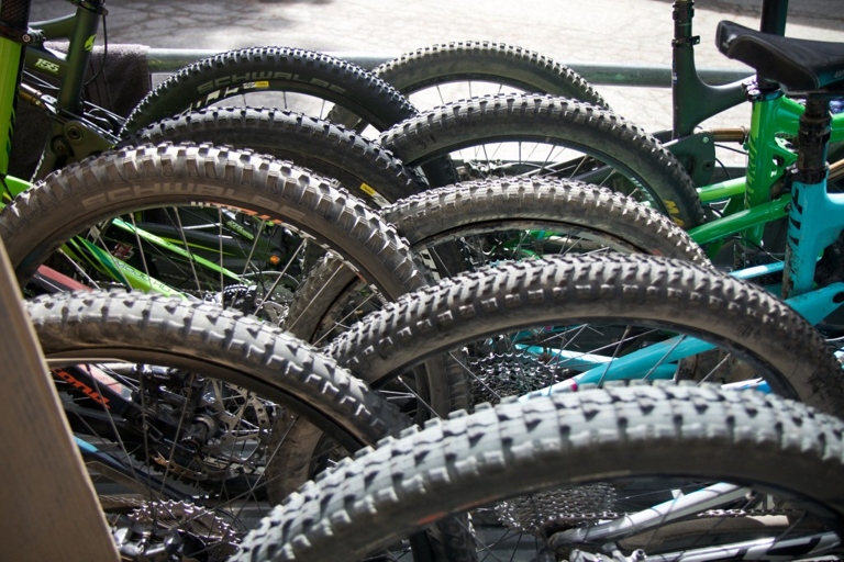 The frame of a mountain bike is designed to be more durable than the frame of a trail bike.