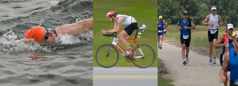 The location of a triathlon is typically a swimming pool, open water, and a road course, while the location of a decathlon is typically a track and field.