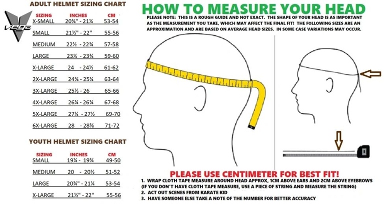 To find the right size bike helmet, measure the circumference of your head about an inch above your eyebrows.